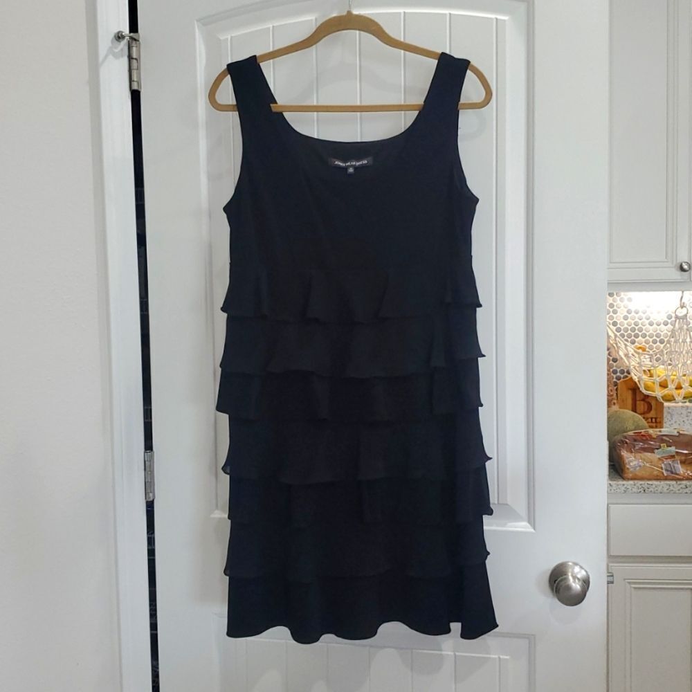 Jones New York  Tiered Flowy Black Dress Size 12